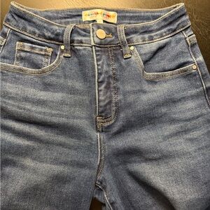 Risen Wide Leg Denim Jeans